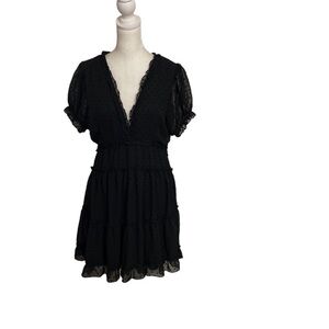 Justify swiss dot baby‎ doll mini dress black XL